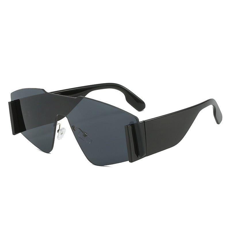 Irregular frameless trendy sunglasses, artistic retro sunshades, men's and women's punk glasses