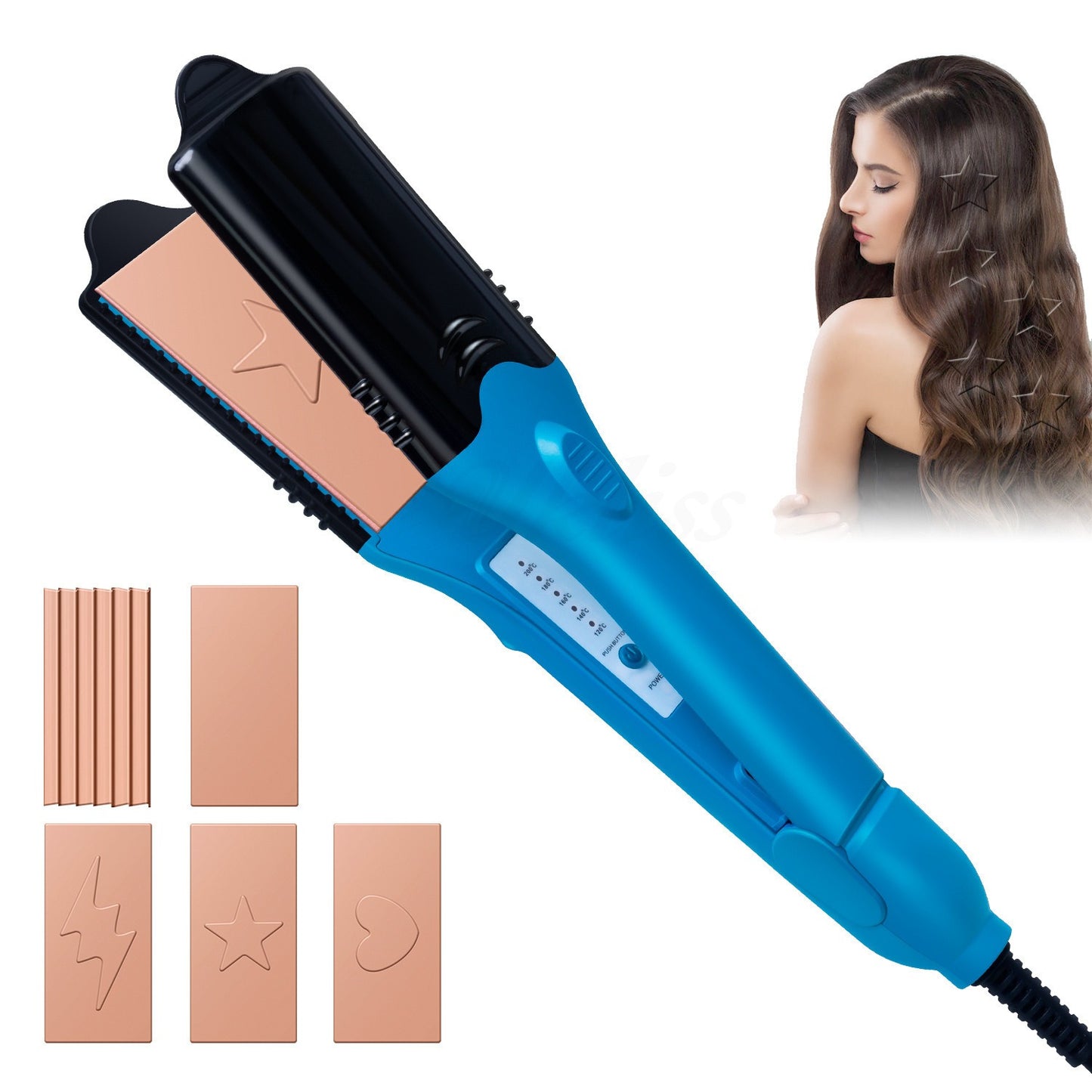 3D hair imprinting  3D Hair Press Iron Hair Straightener Electric Straightening Curling Imprinting 3D Hair Crimper