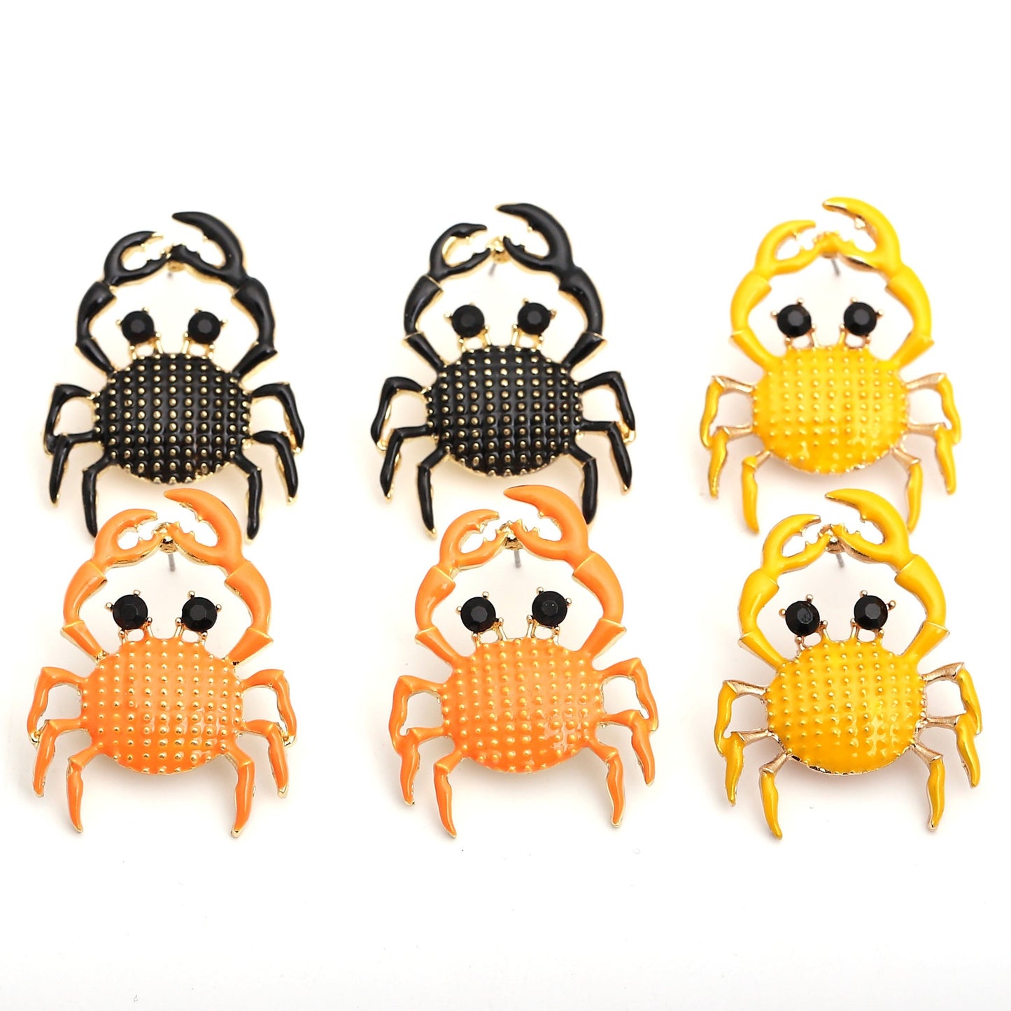 Colorful oil drop creative cute cartoon little crab alloy earrings with personality and fun