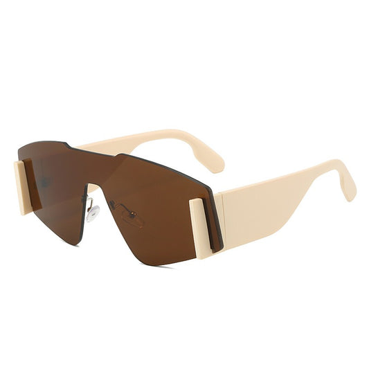 Irregular frameless trendy sunglasses, artistic retro sunshades, men's and women's punk glasses